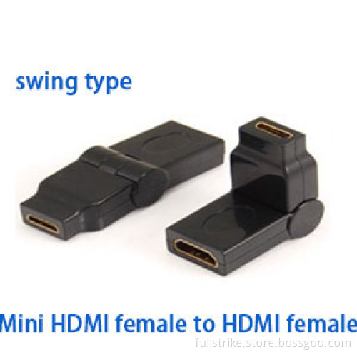 Swing Type Gold Plated Mini HDMI Female to HDMI Female Adaptor
